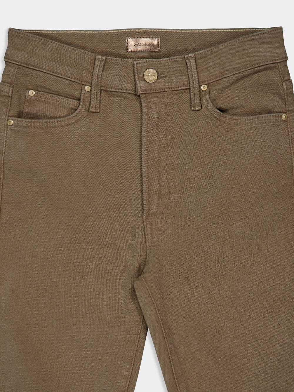 Shop Mother Denim Trousers With Belt Loops In Brown