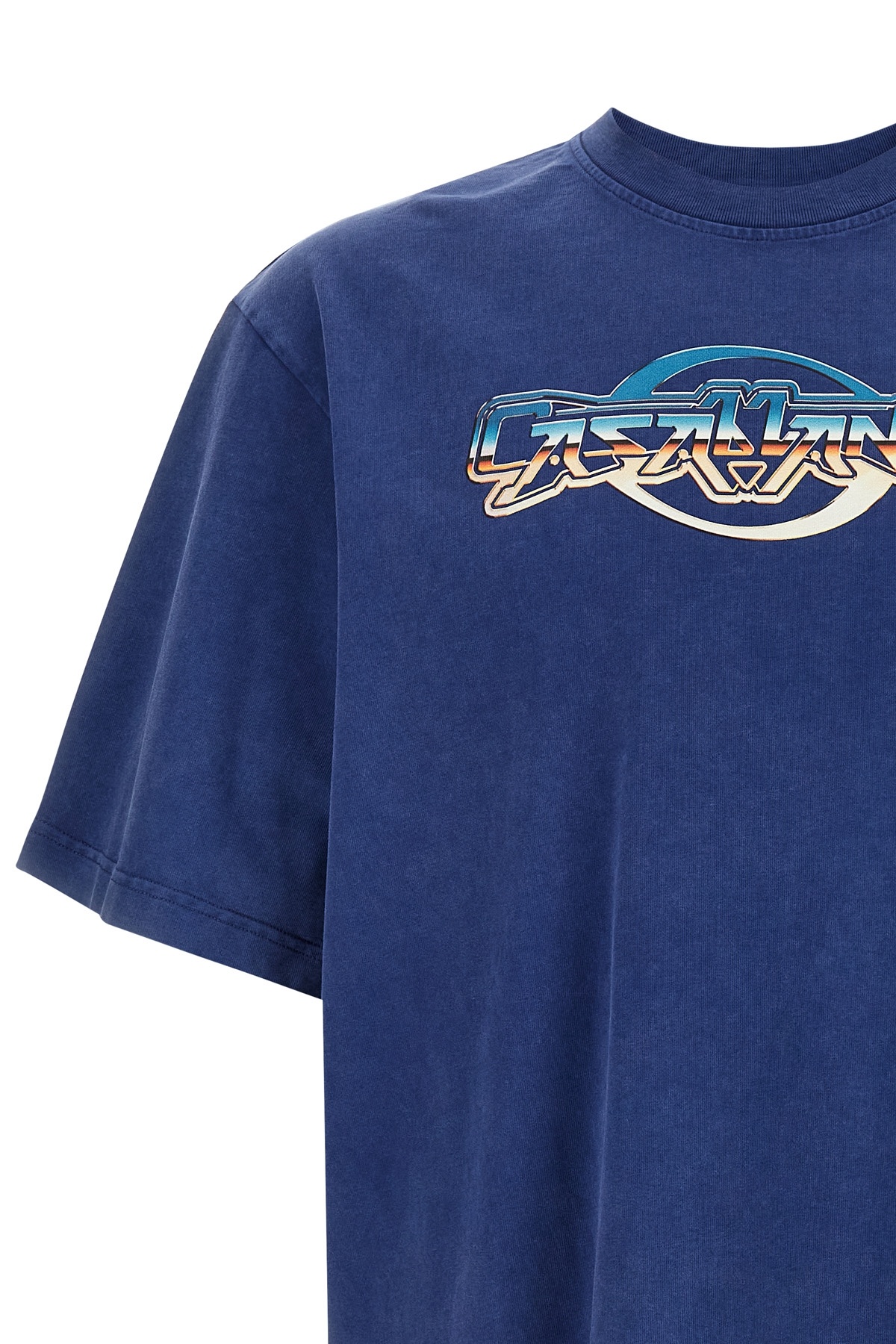 Casablanca Oversized T-shirt With Chrome Text Print In Blue