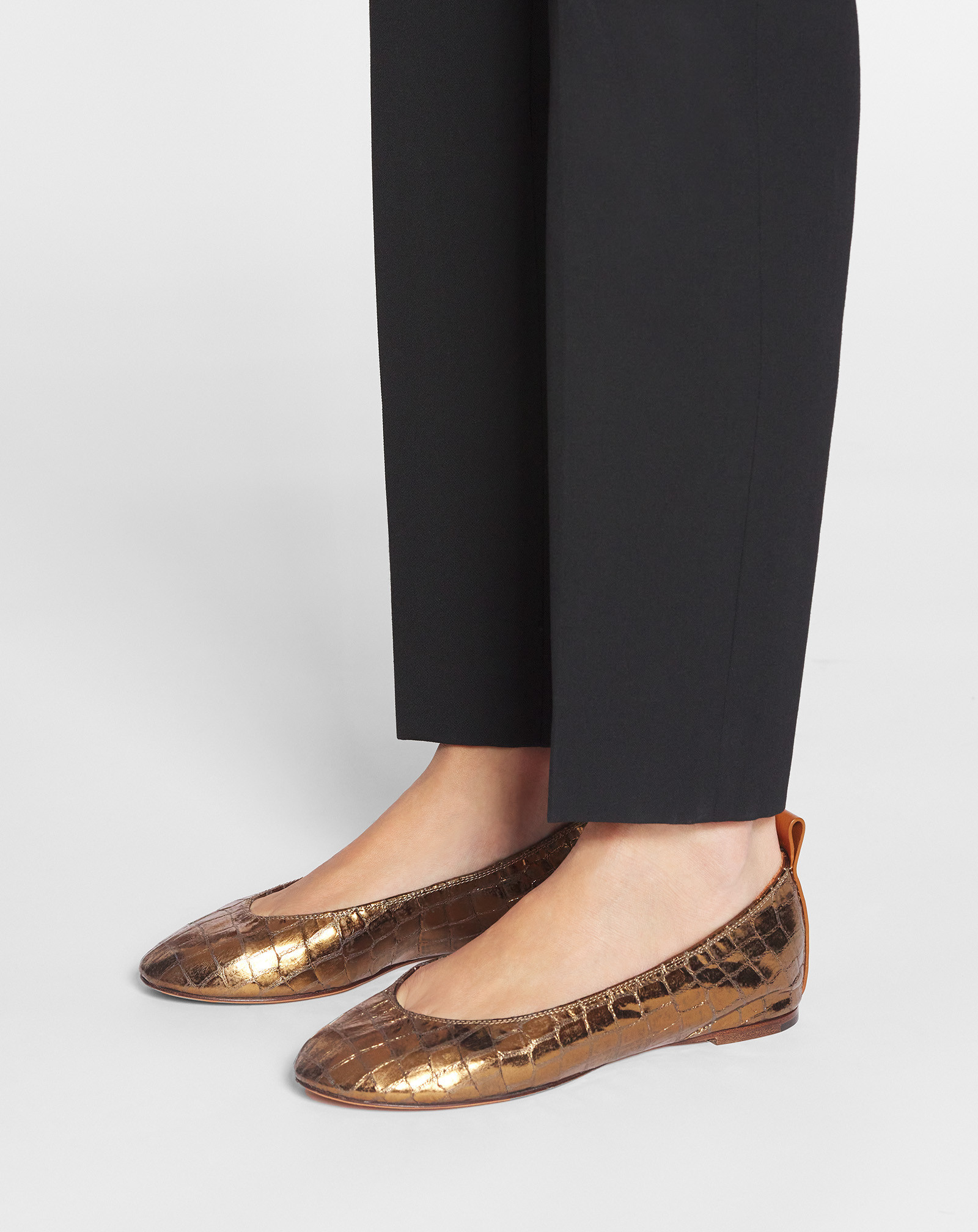 Lanvin The Ballerina In Crocodile-effect Leather For Women In Brown