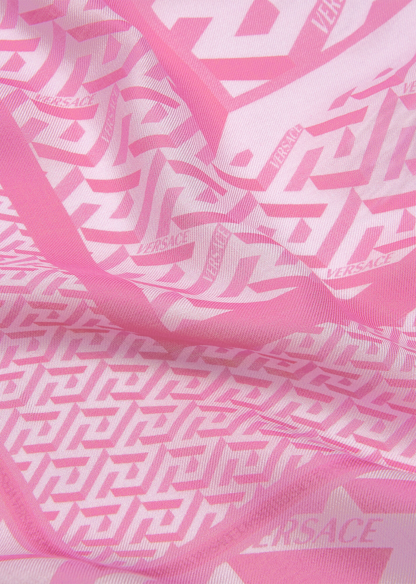 Versace All-over Monogram-print Scarf In Pink