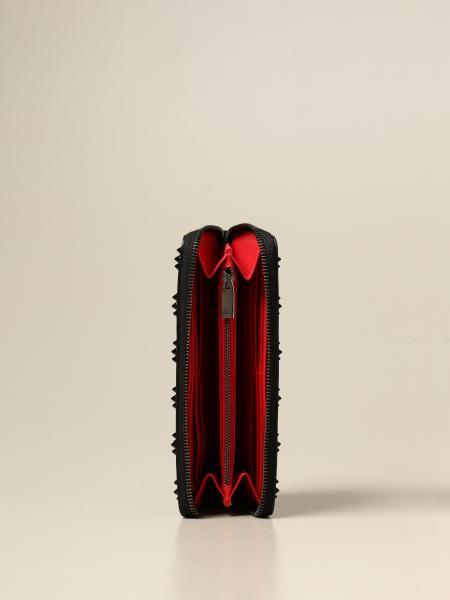 Christian Louboutin Panettone Studded Zip-around Wallet In Black