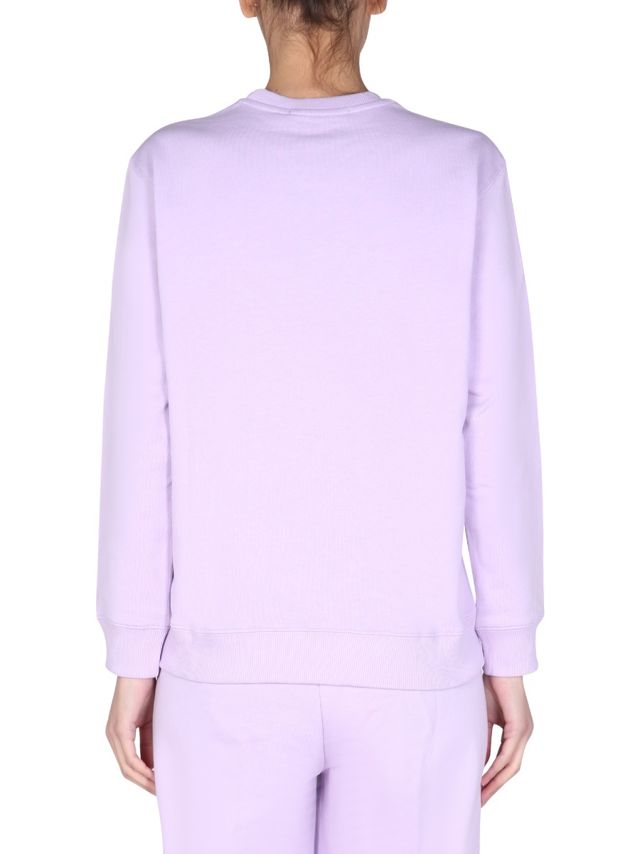 Msgm Logo-print Crew Sweatshirt In Purple