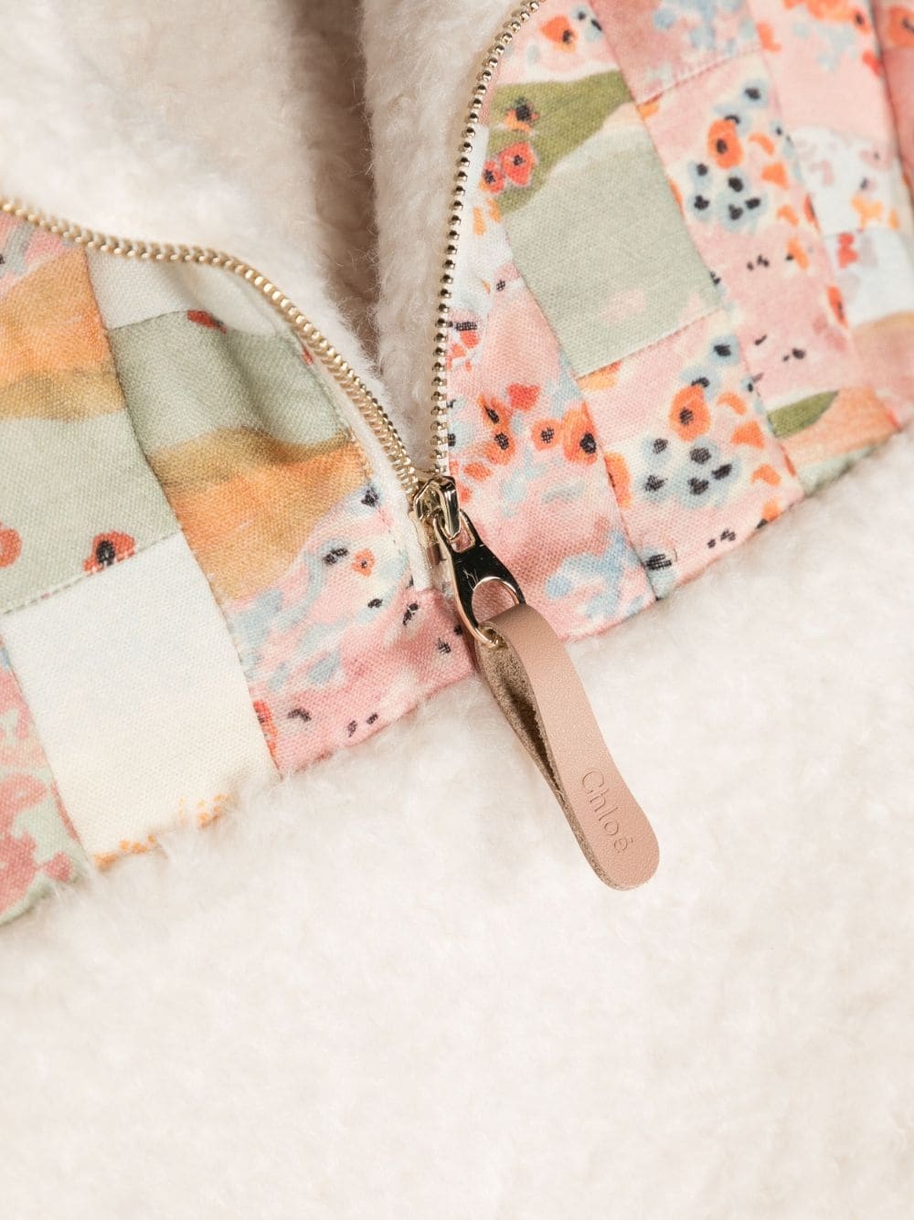 Chloé Neutral Patchwork Panelled Half-zip Sweatshirt In White