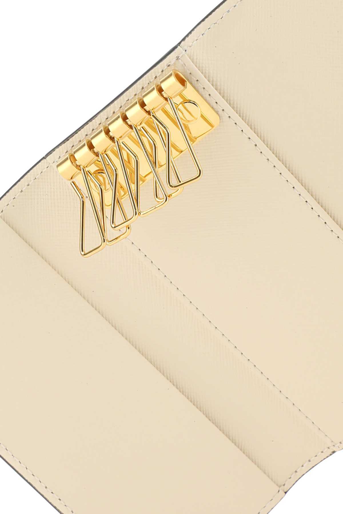 Marni Women Two-tone Leather Key Chain Case In Green