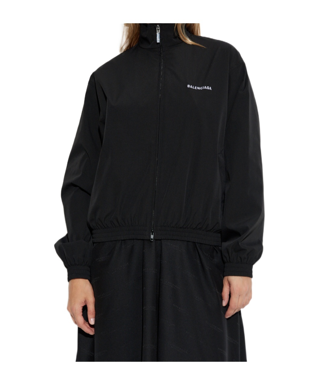Balenciaga Logo-embroidered Elastic-cuffed Jacket In Black