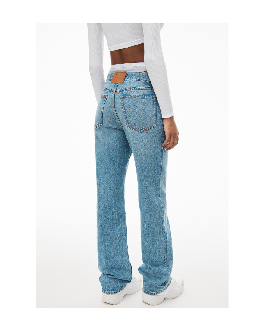 ALEXANDER WANG LAYERED HIGH-RISE STRAIGHT-LEG JEANS