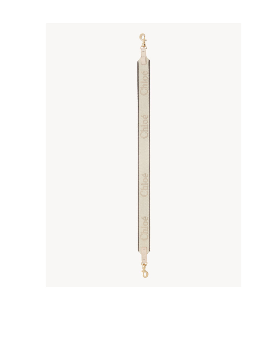 Chloé Chloe Embroidered-logo Shoulder Bag Strap In Nude