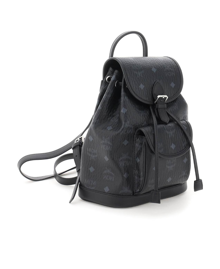 Mcm Aren Visetos Logo Backpack In Black