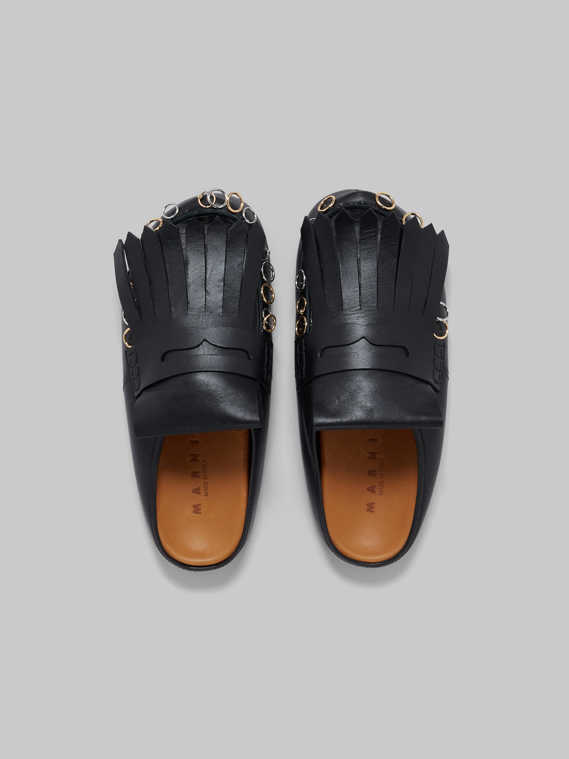 Marni Fringed Leather Sandals In Black