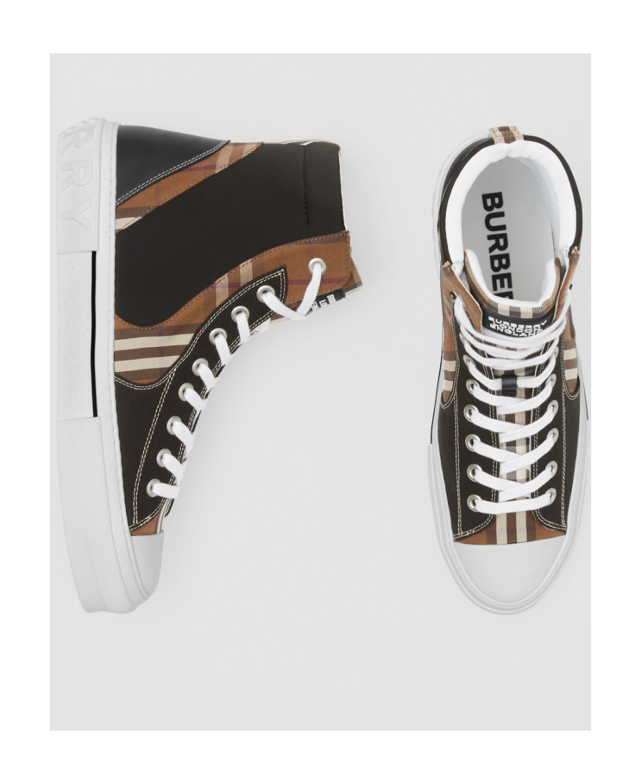 Burberry Vintage Check-print High-top Sneakers In Black