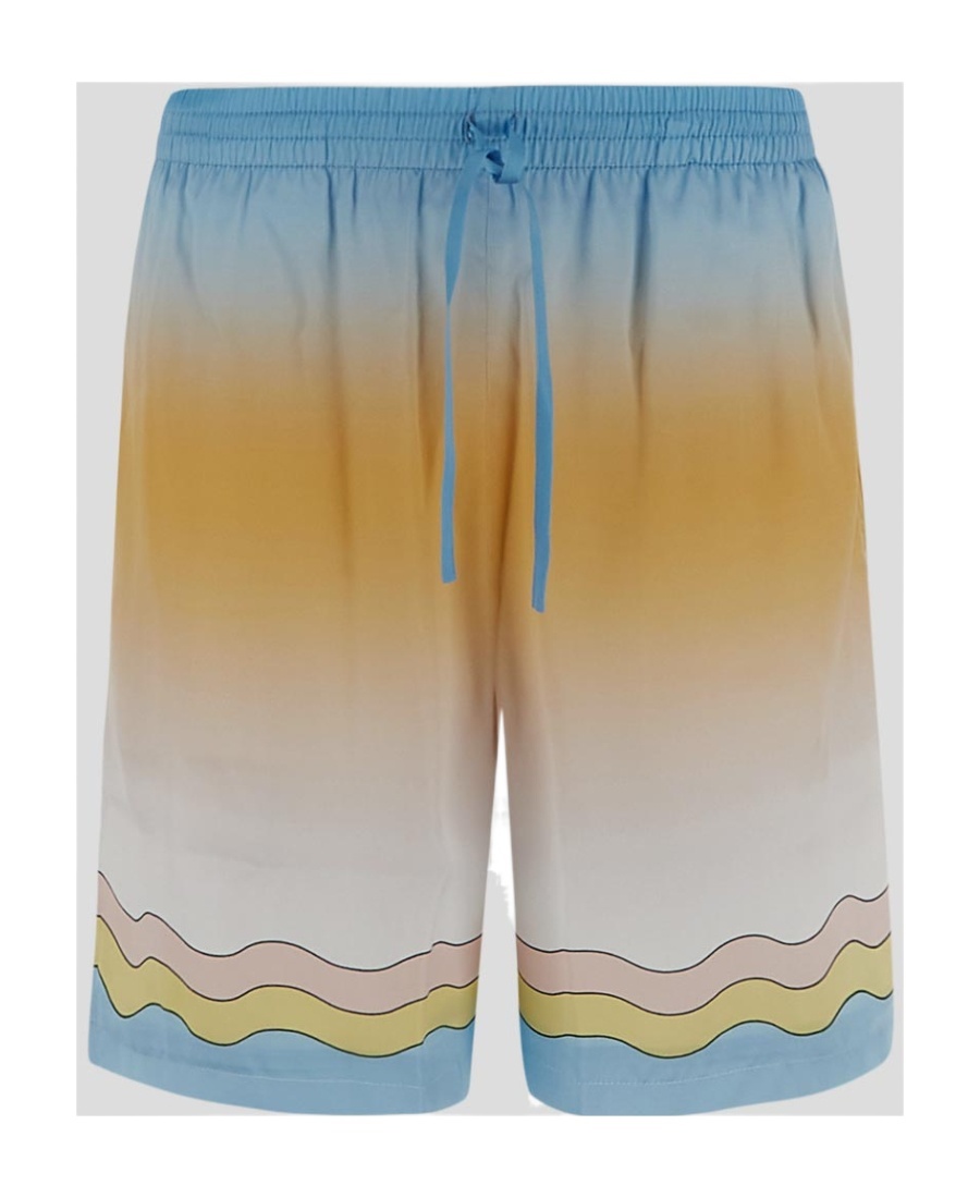 Casablanca La Danse Gradient Silk Shorts In Gray