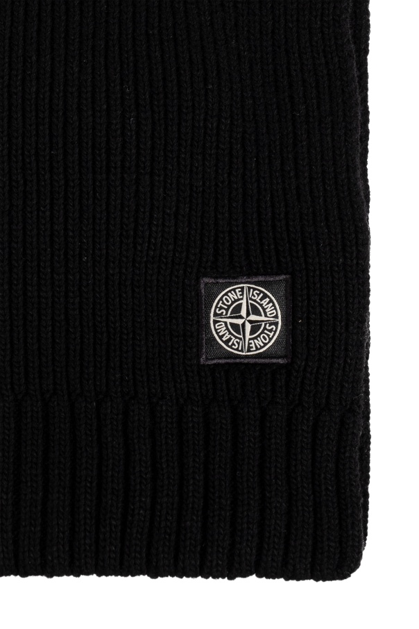 Stone Island Compass-patch Scarf In Black