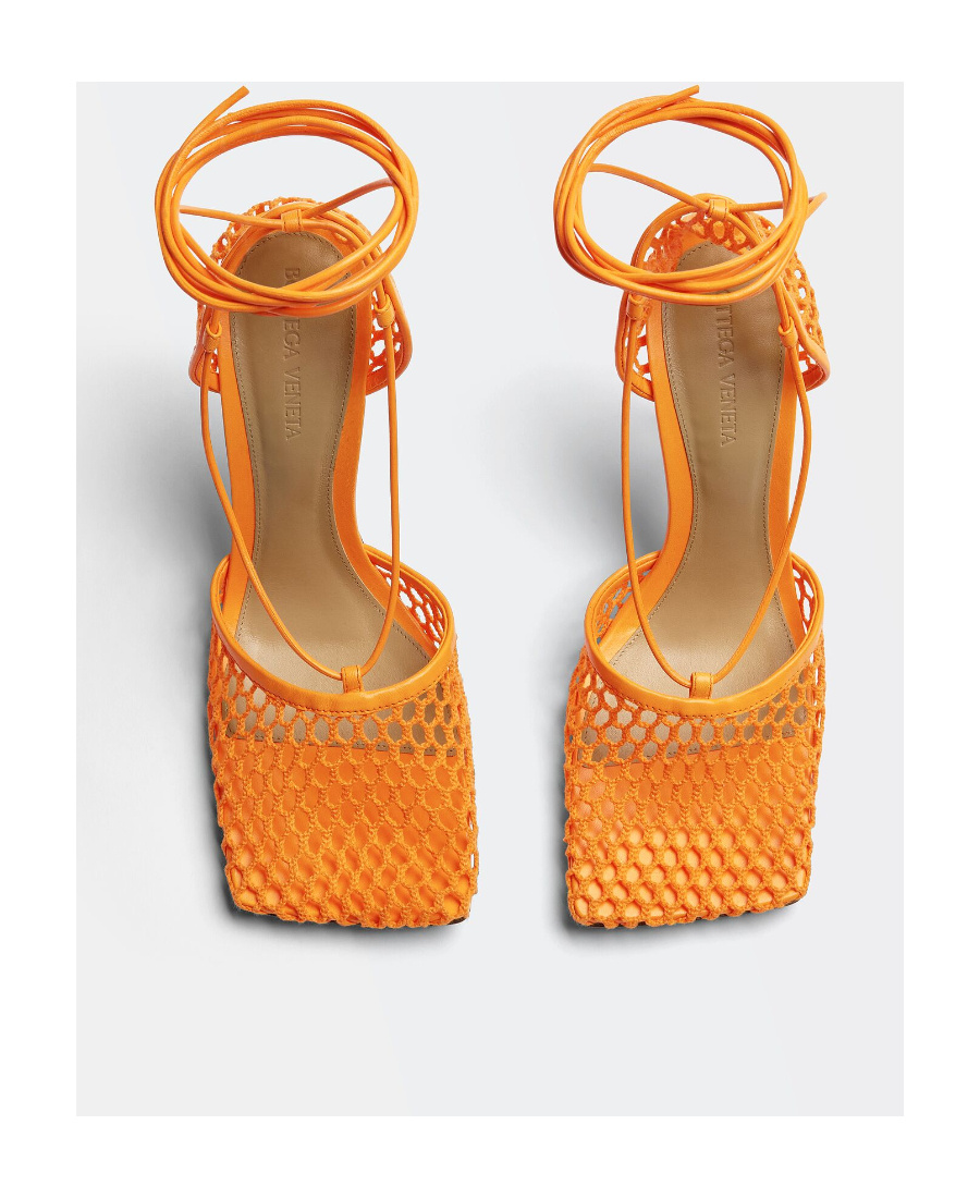 Bottega Veneta Stretch Mesh Sandals In Orange