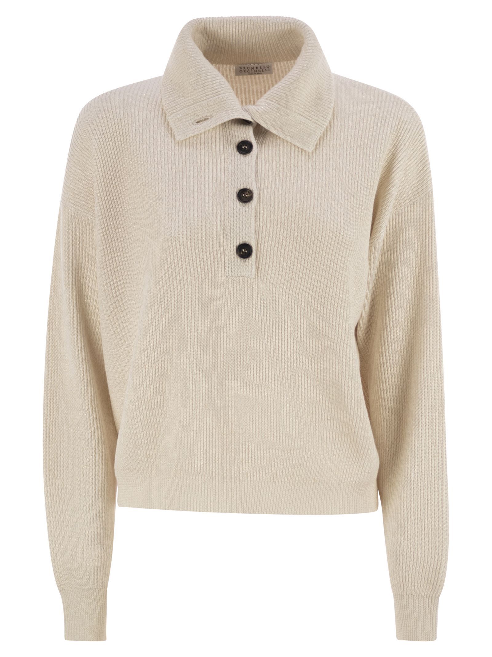 Brunello Cucinelli Women English Rib Cotton Polo-style Jersey With Jewellery