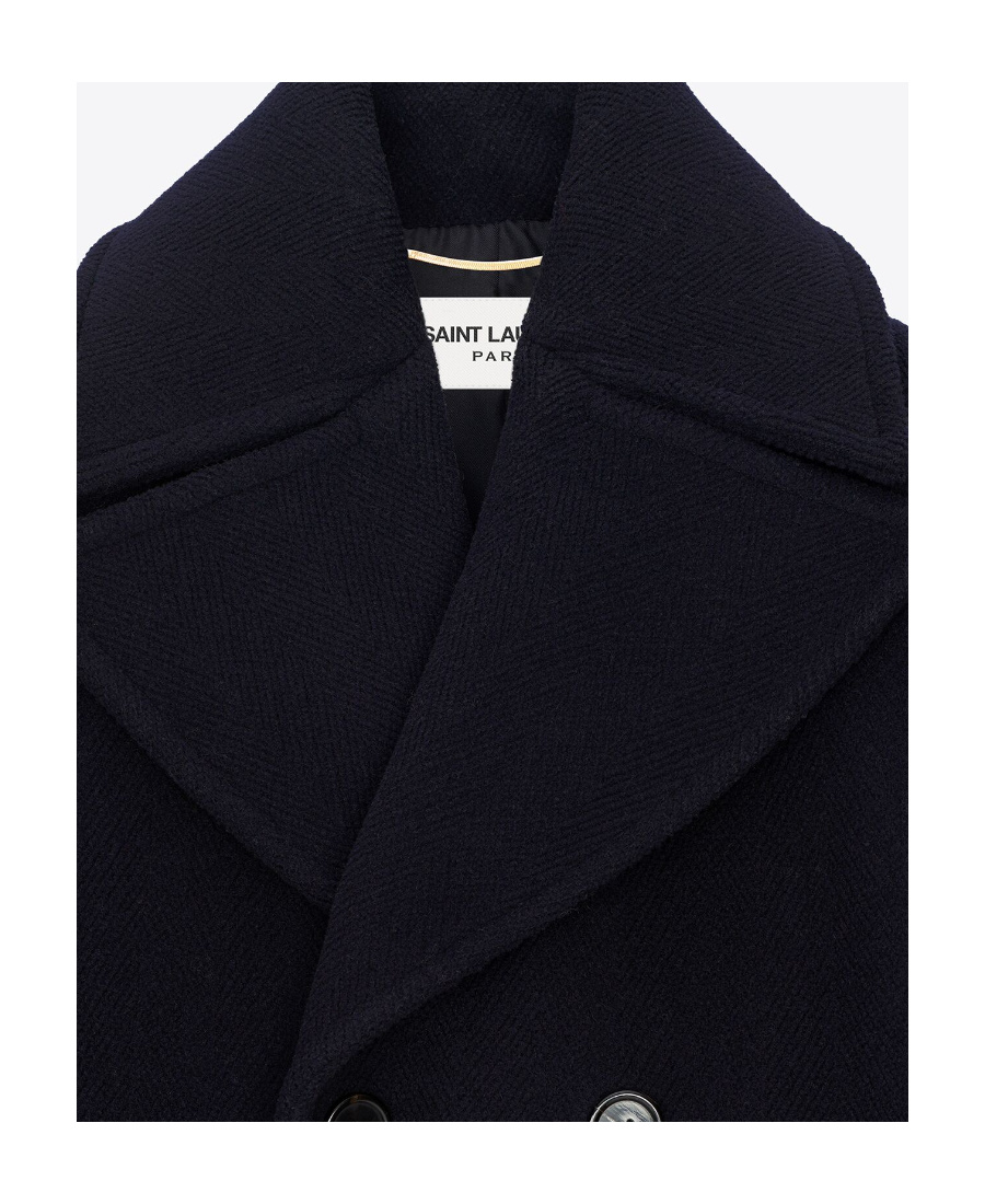 Saint Laurent Oversized Double-breasted Wool-twill Coat In Black