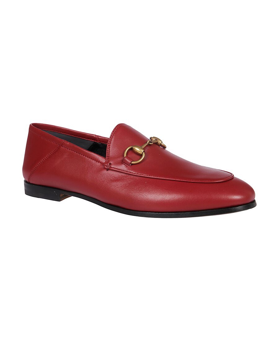 Gucci Womens Rosso Ancora Jordaan Horsebit-embellished Leather Loafers In Red