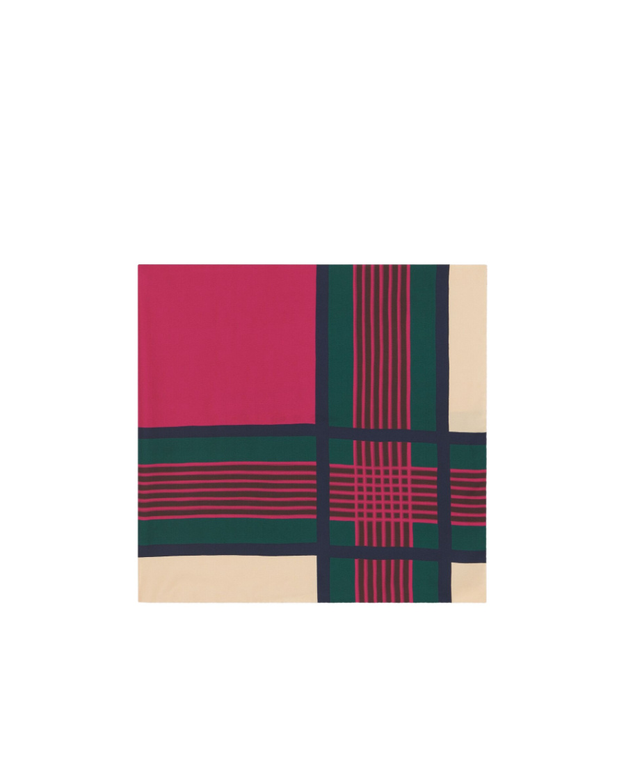 Saint Laurent Logo-patch Silk Scarf In Multicolor