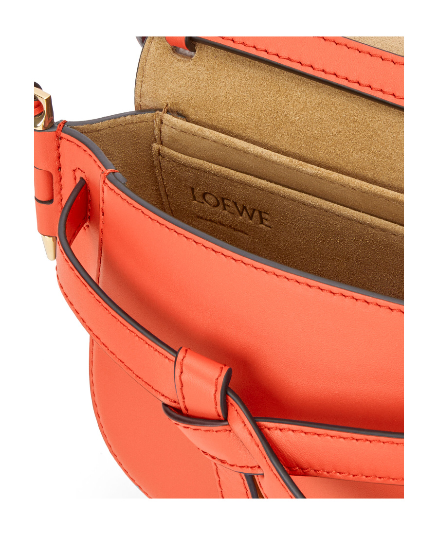 Loewe Mini Gate Dual Bag In Soft Calfskin And Jacquard In Orange