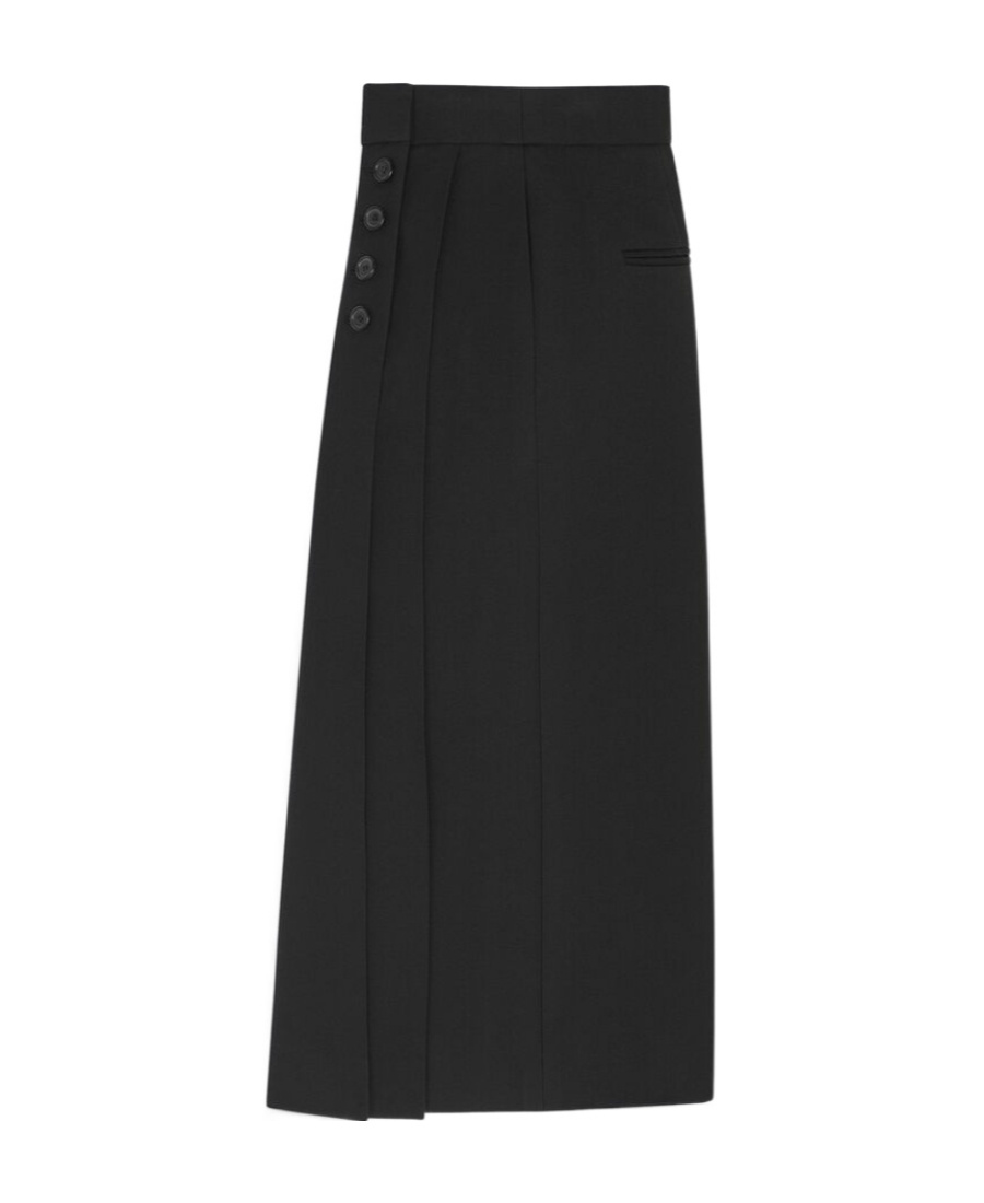 Saint Laurent Pleated Cropped Wool Trousers In Black