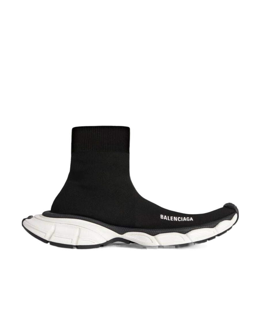 Balenciaga 3xl Sock Logo-print Stretch-knit Slip-on Sneakers In Black