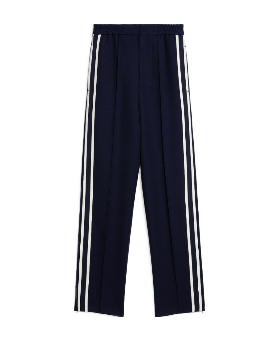 Shop Ami Alexandre Mattiussi Stripe-detail Straight-leg Trousers In Black