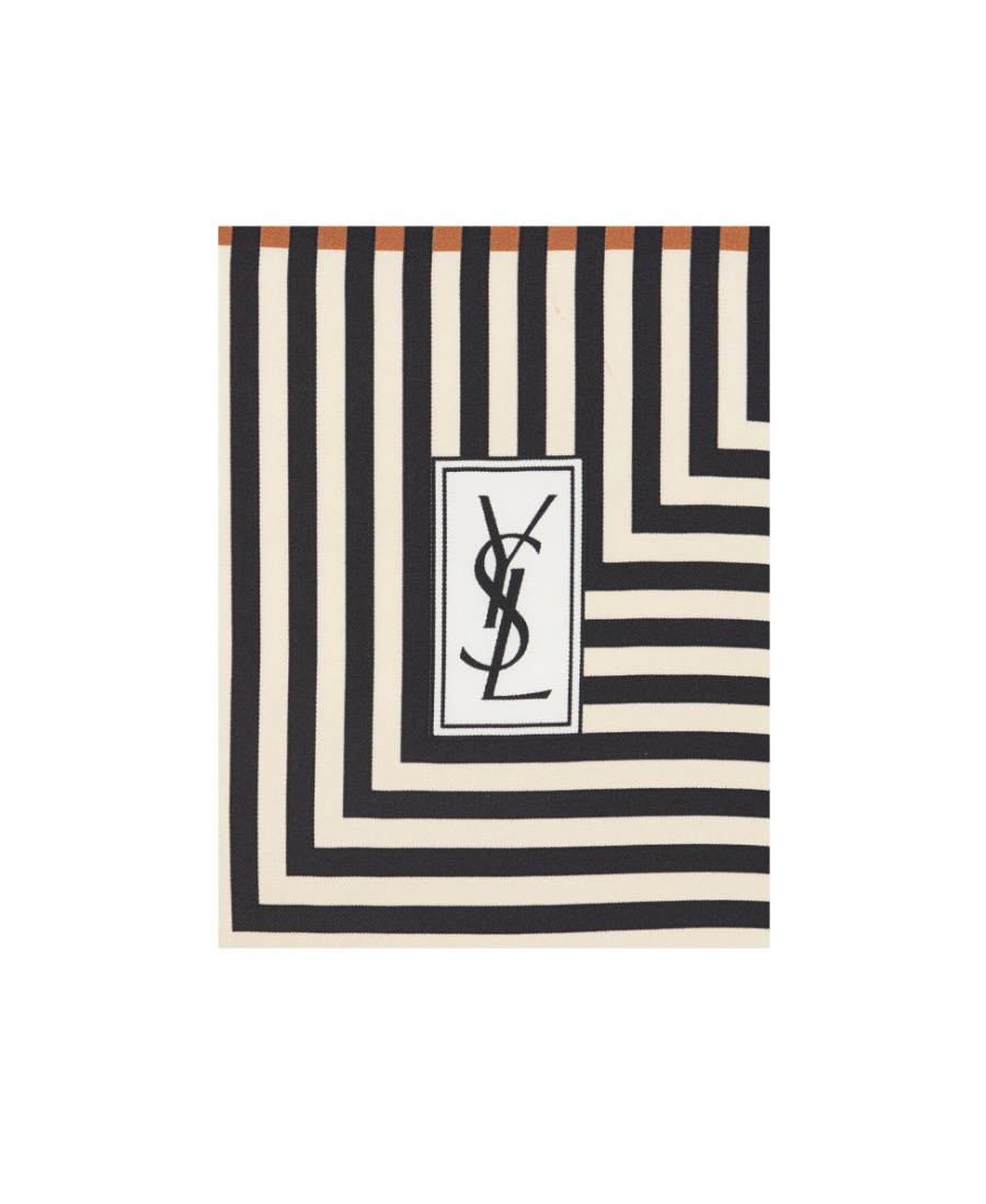 Saint Laurent Square Silk Scarf In Black