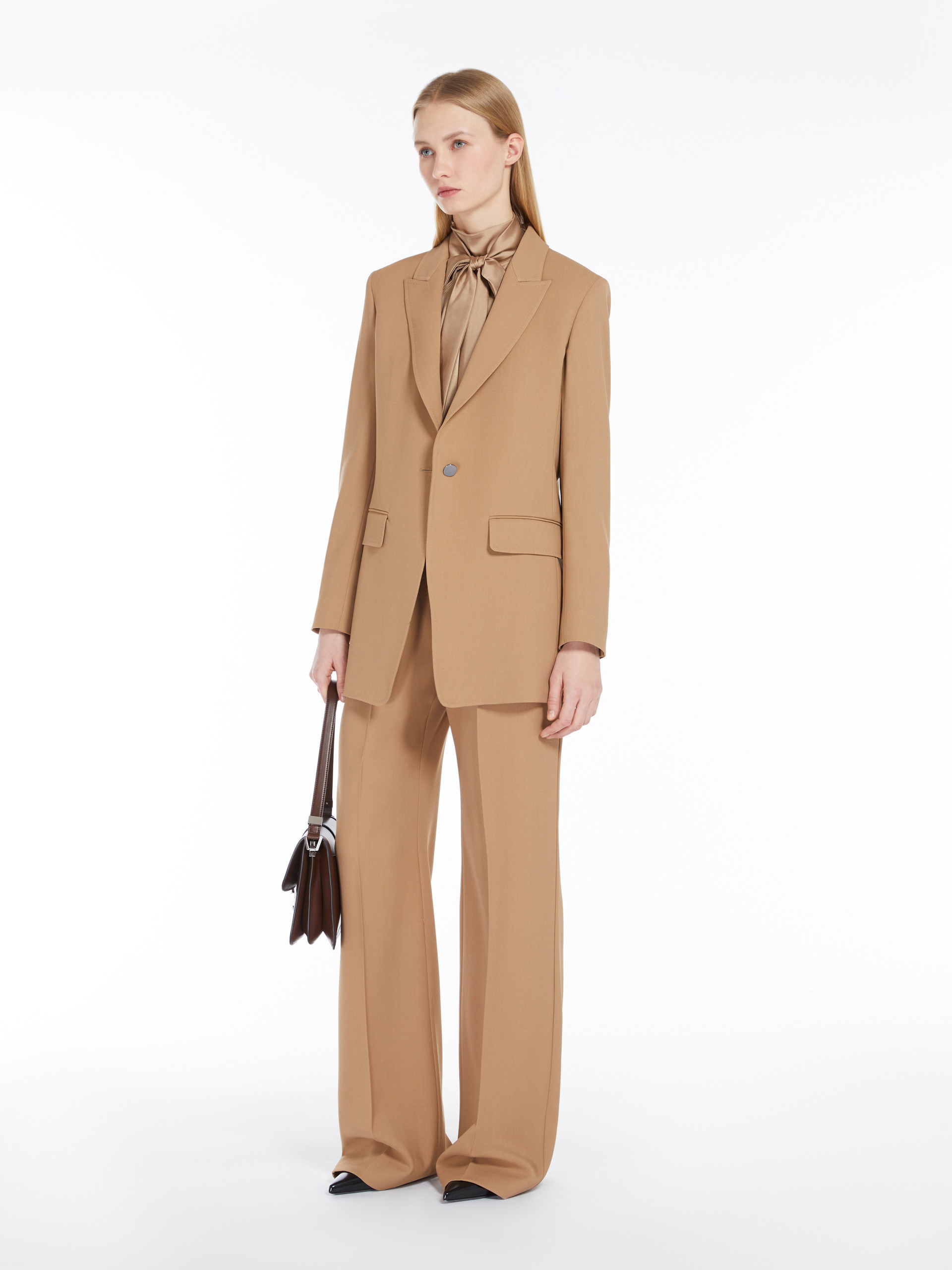 Max Mara Notched Lapels Single-breasted Jacket With Split Cuffs In Nude