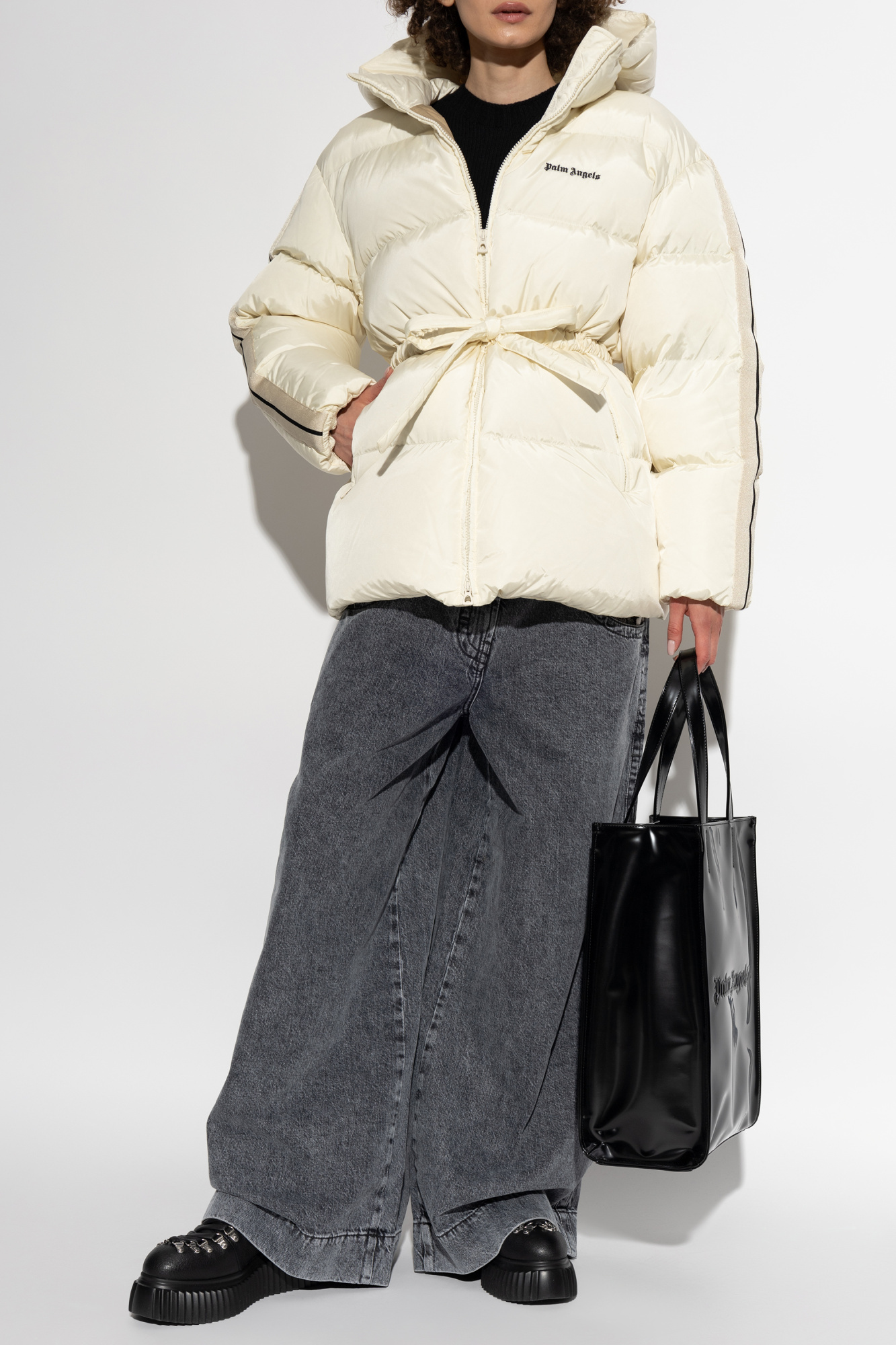 Palm Angels Logo-print Puffer Jacket In White