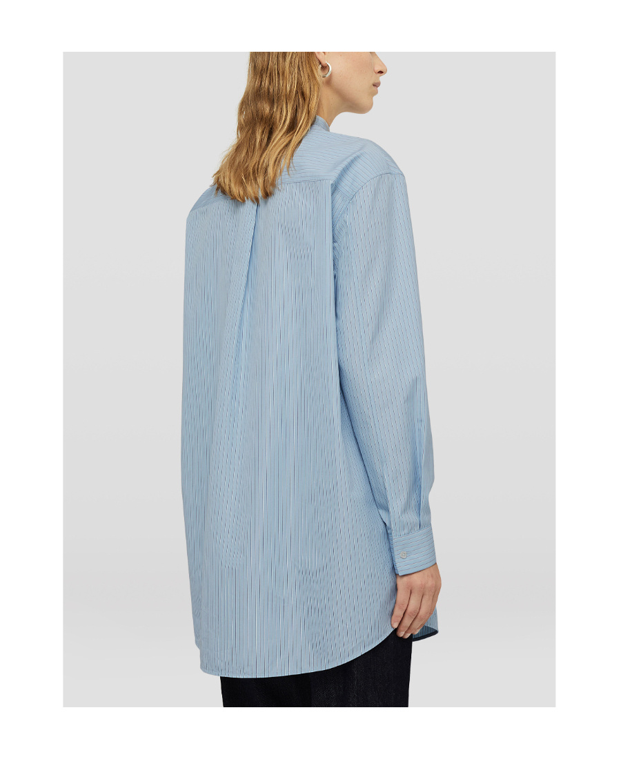 Jil Sander Striped Logo-patch Cotton Shirt In Blue