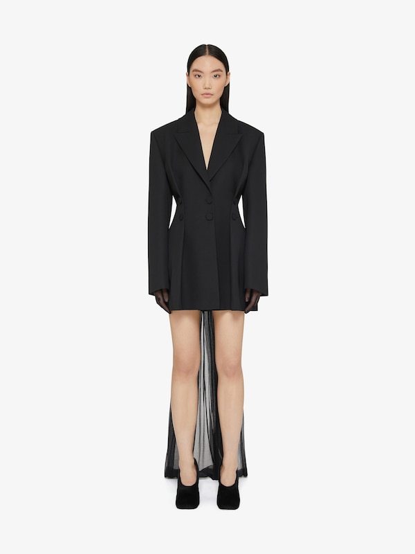 Givenchy Pleated Single-breasted Wool Blazer In Black