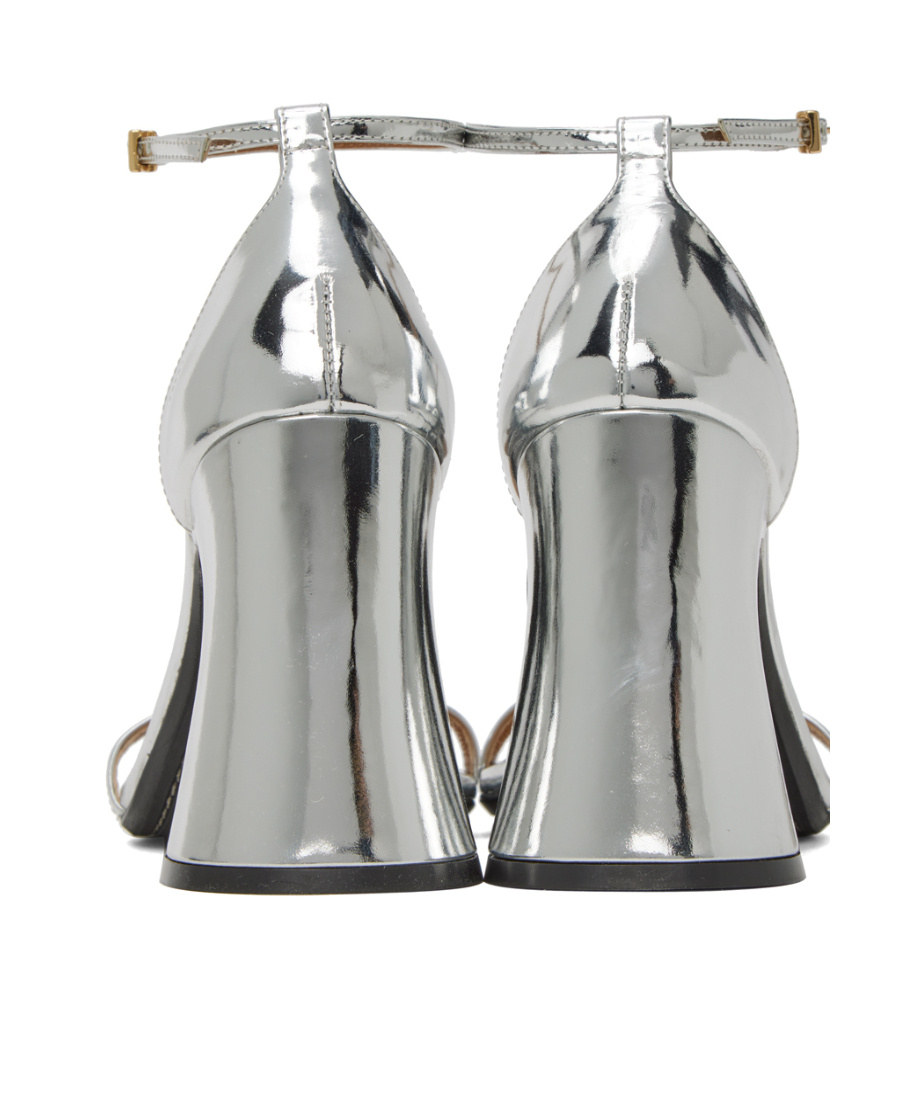 Marni Metallic 105mm Block-heel Sandals In Gray