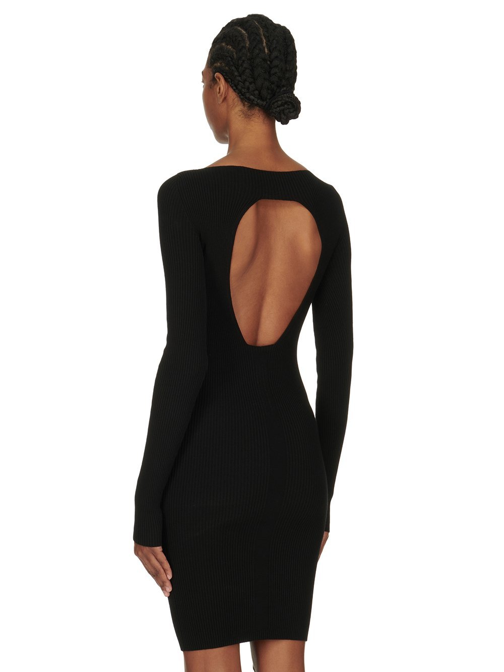 Rick Owens Ribbed Long-sleeved Day Dress In Black