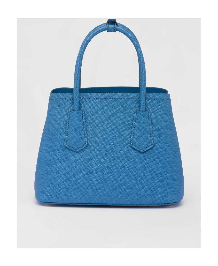 Prada Leather Logo-patch Shoulder Bag In Blue