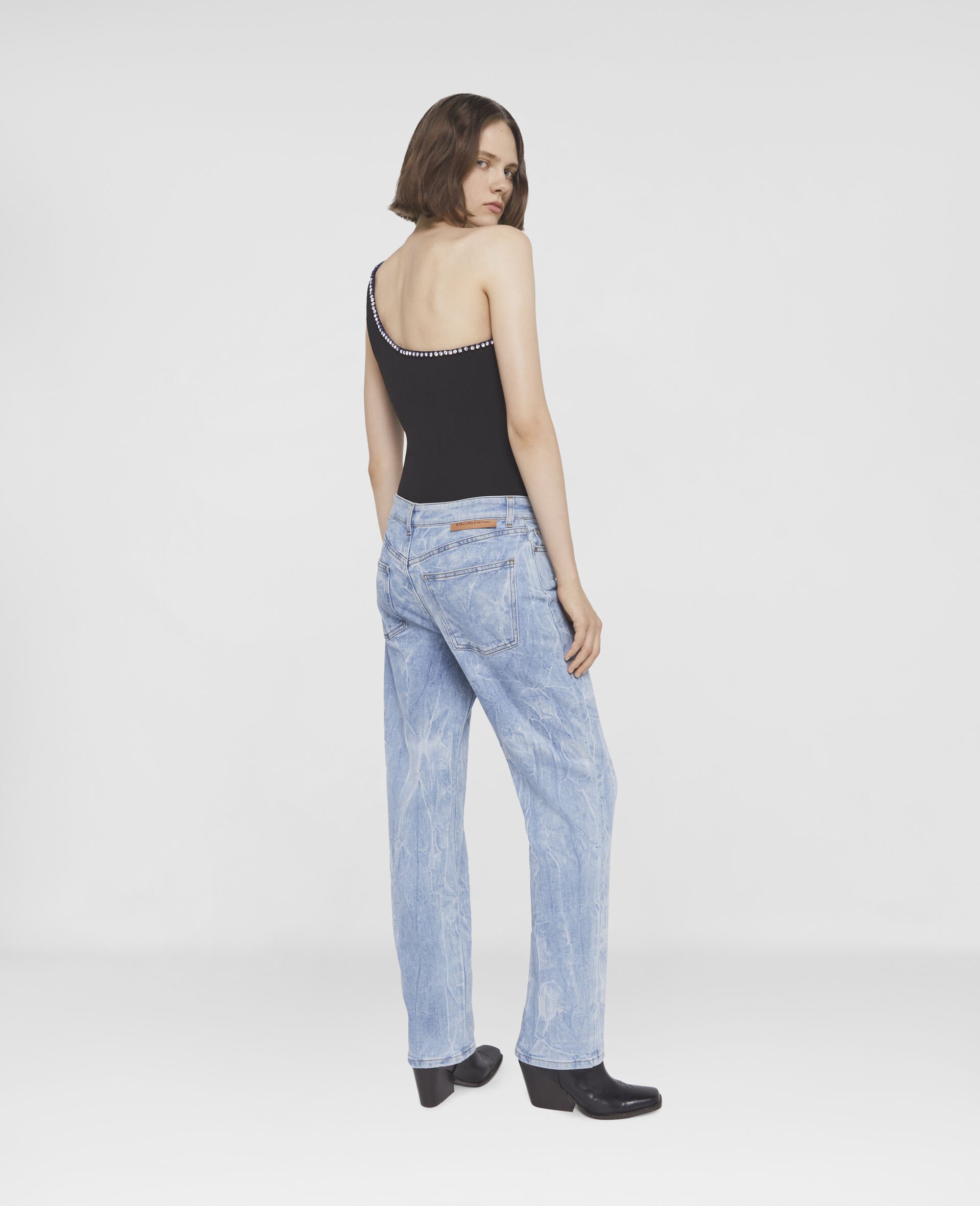 Stella Mccartney Crystal-trim One-shoulder Top In Black