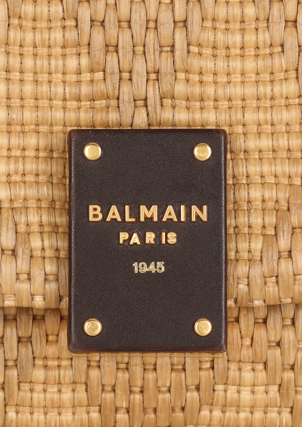 BALMAIN 1945 SOFT SMALL BAG IN LEATHER AND RAFFIA