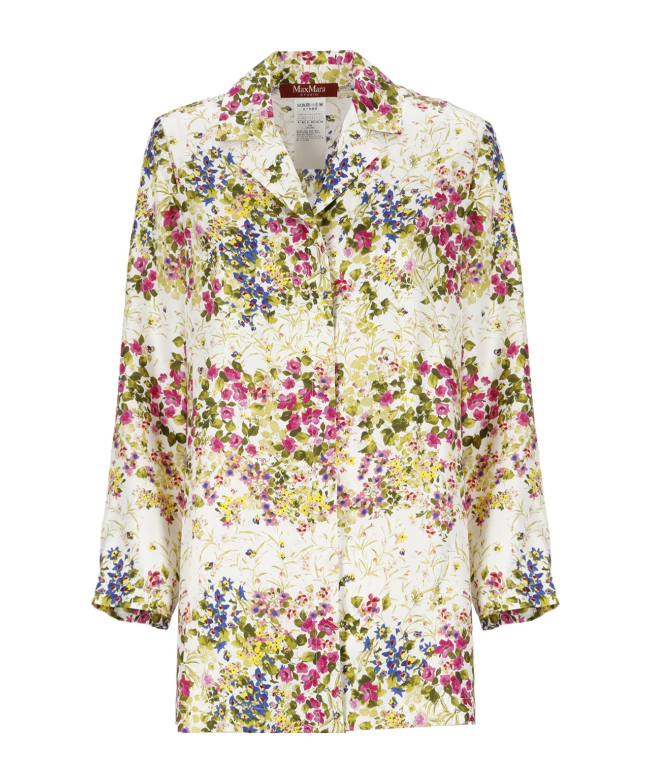 Max Mara Campale Printed Satin Shirt In White
