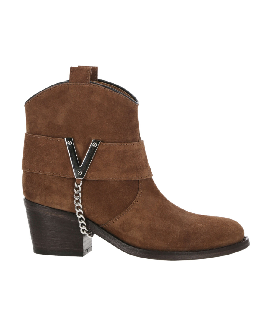 Via Roma 15 Chain Link Detail Short Boots In Brown