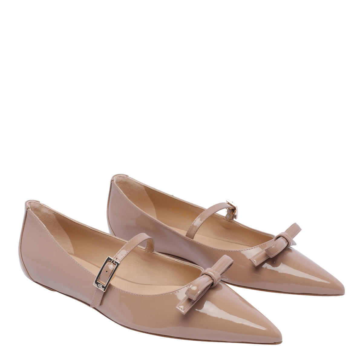 Shop Stuart Weitzman Pointed Ballet Shoes In Nude