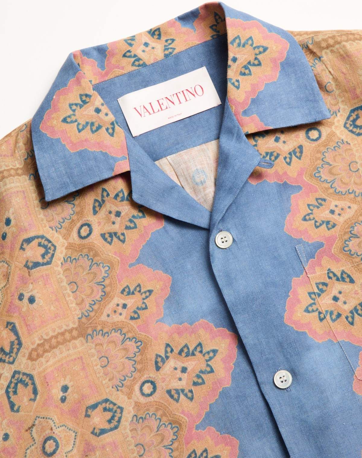 Valentino Imaginary Journey Linen Shirt In Multi