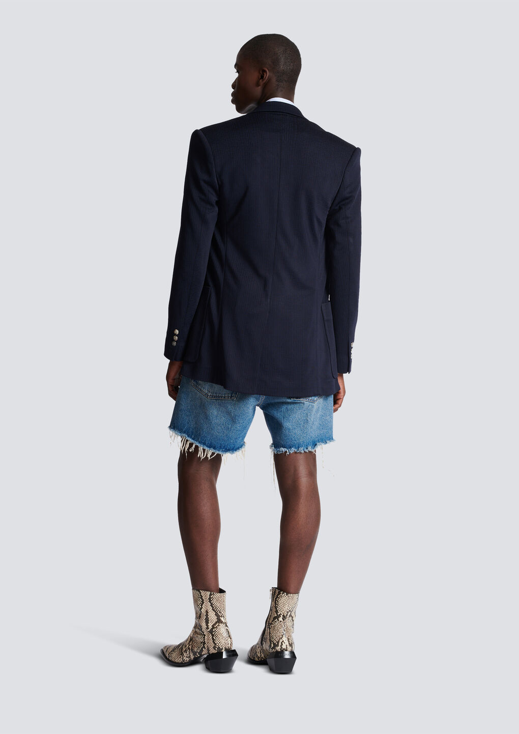 Shop Balmain Casual Mini Monogram Blazer In Black