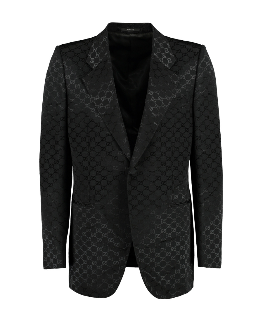Gucci Gg Cotton Viscose Formal Jacket In Black