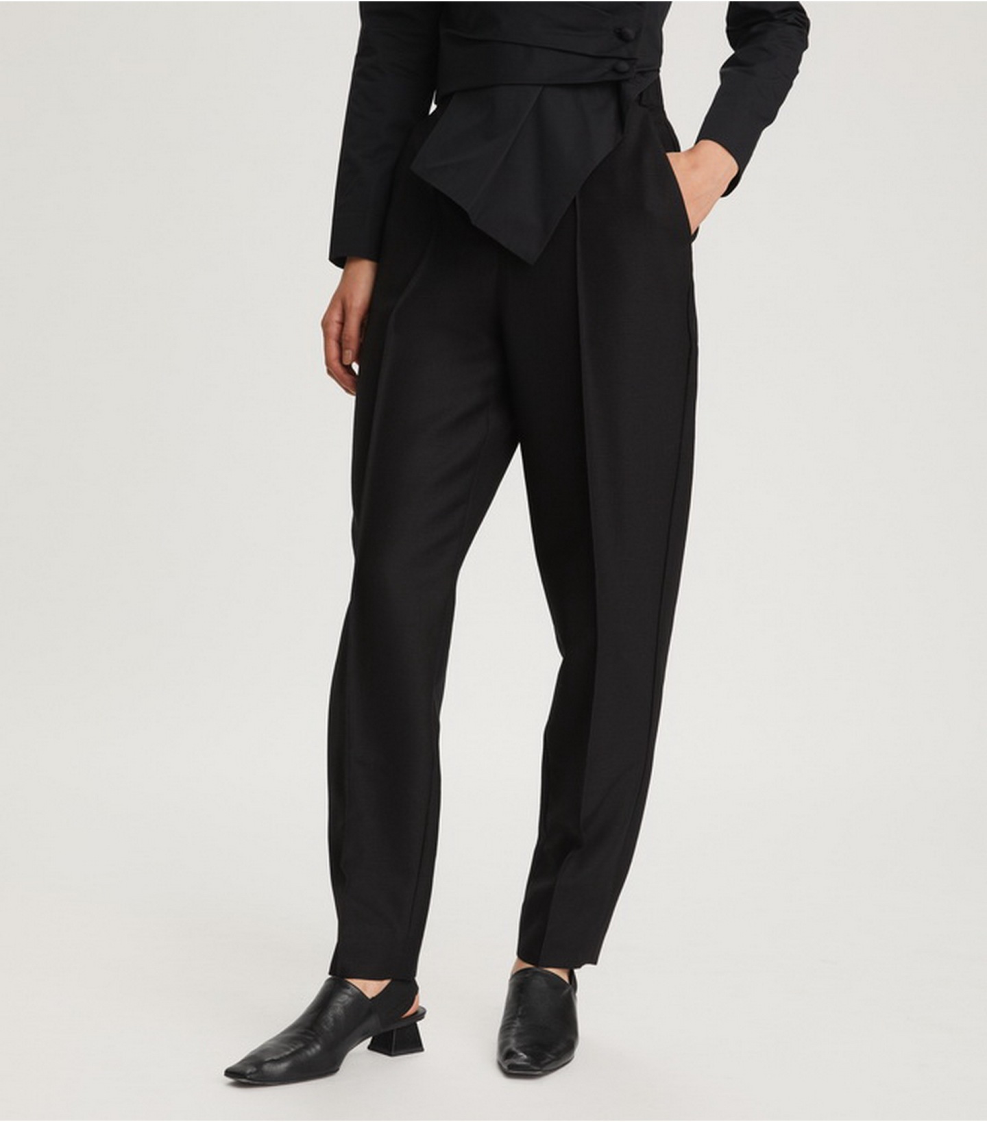 Shop Tory Burch High-waisted Tapered Trousers In Black