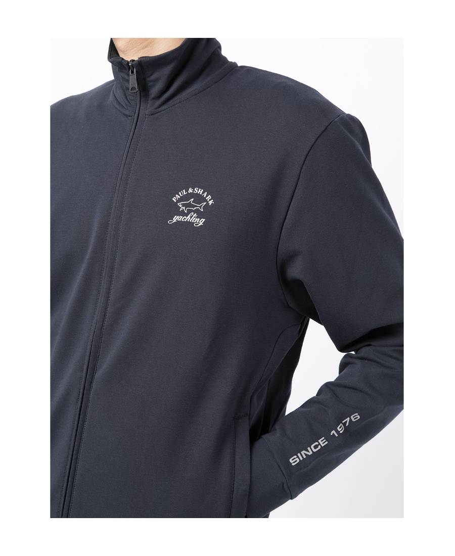 Paul & Shark Logo-print Zip Sweatshirt In Black