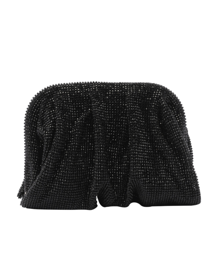 Benedetta Bruzziches Rhinestone And Satin Venus La Petite James Bond Pochette In Black