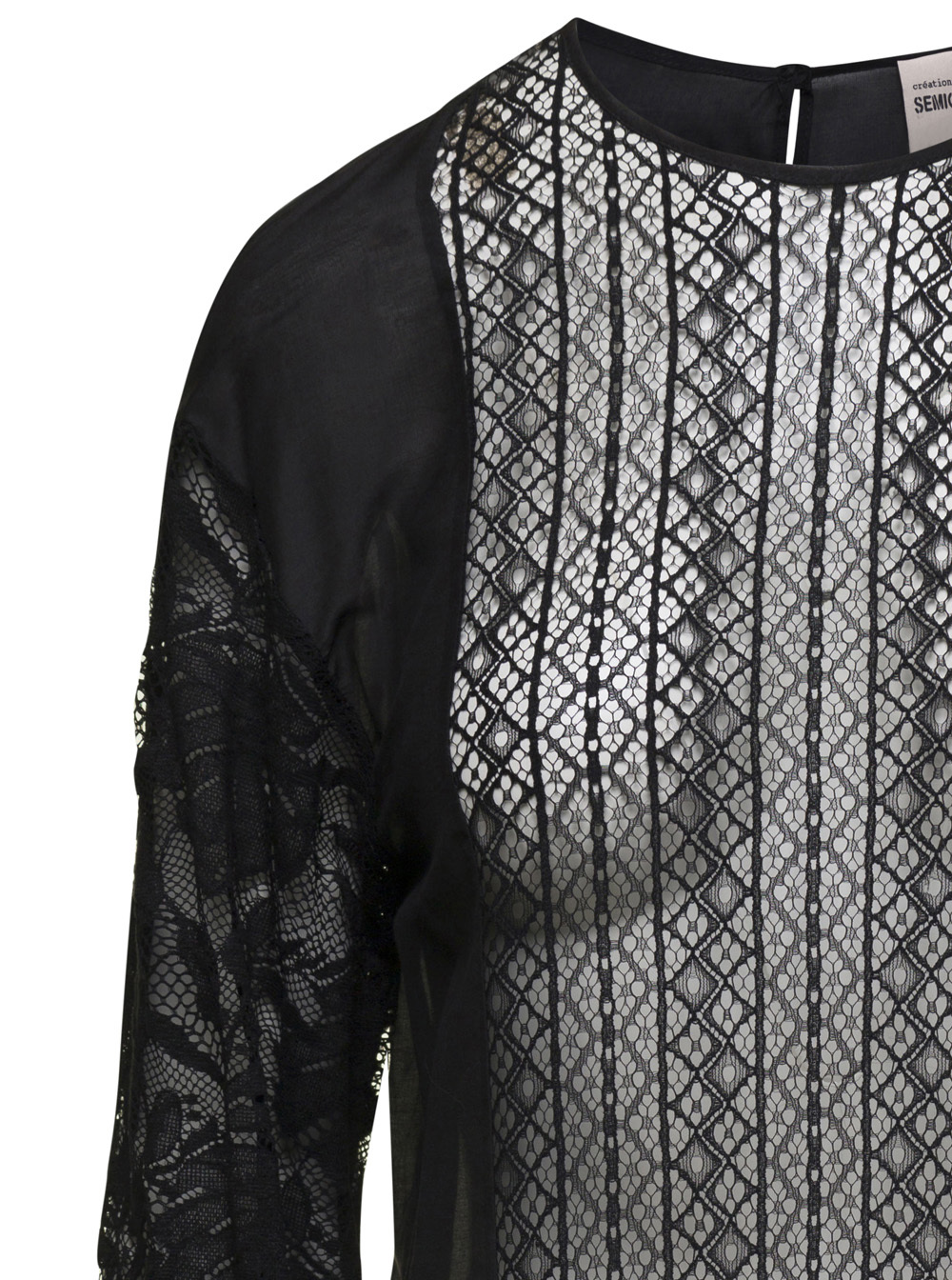 Semicouture Black Crew Neck Blouse In Black