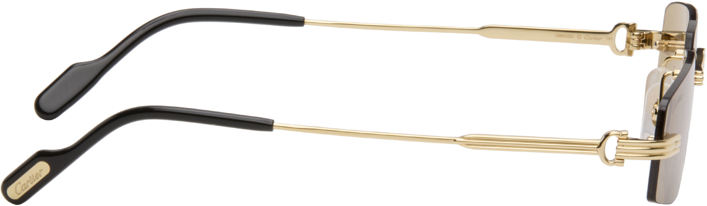 Cartier Premiere De  Rectangular Frameless Sunglasses In Gold