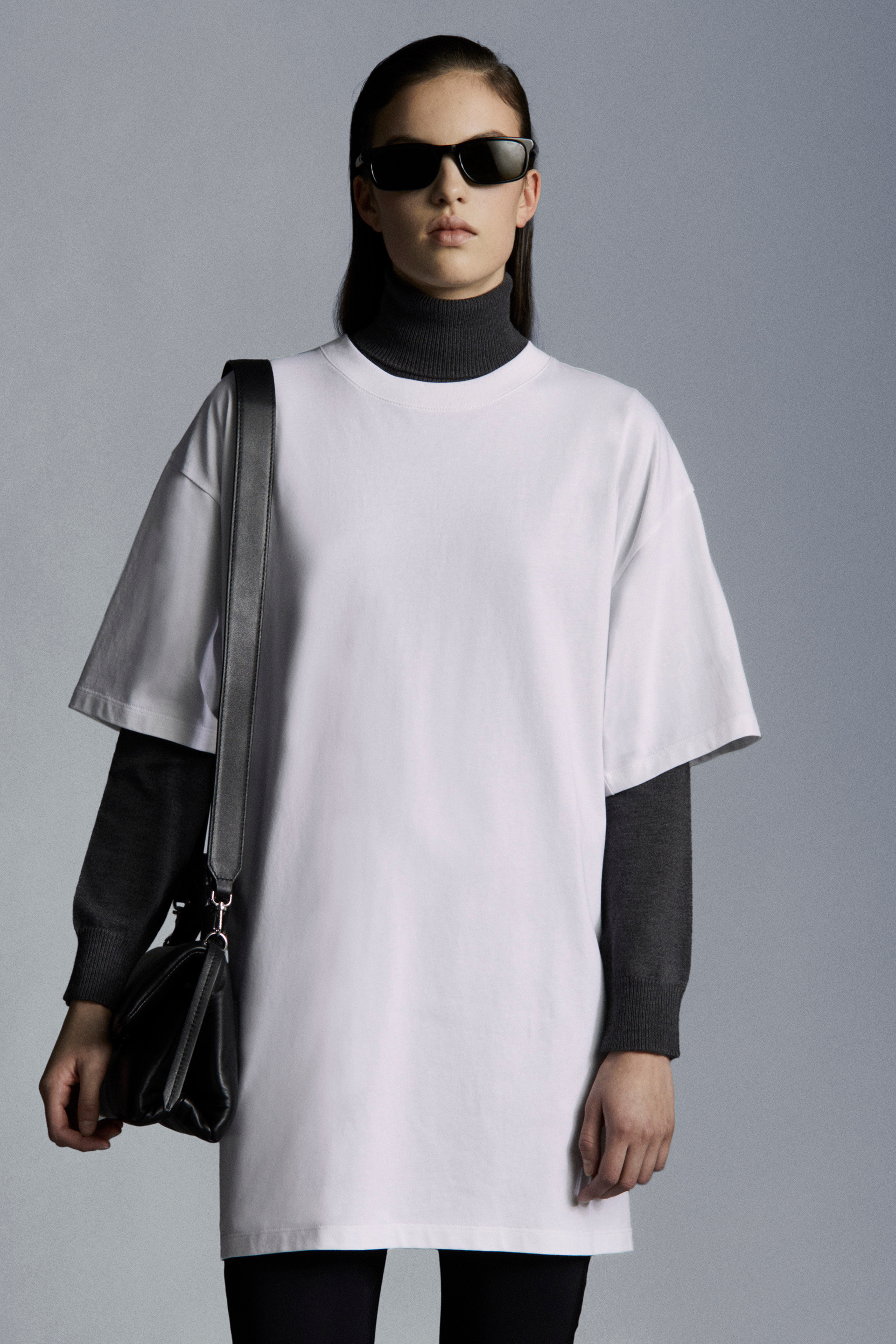 Moncler Round Collar Logo T-shirt In White
