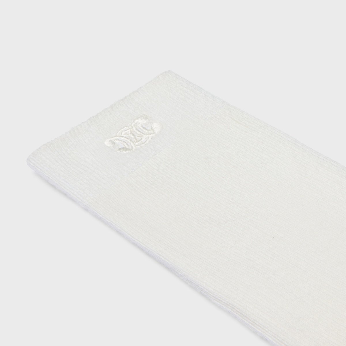 Celine Long Triomphe Socks In Cotton In White