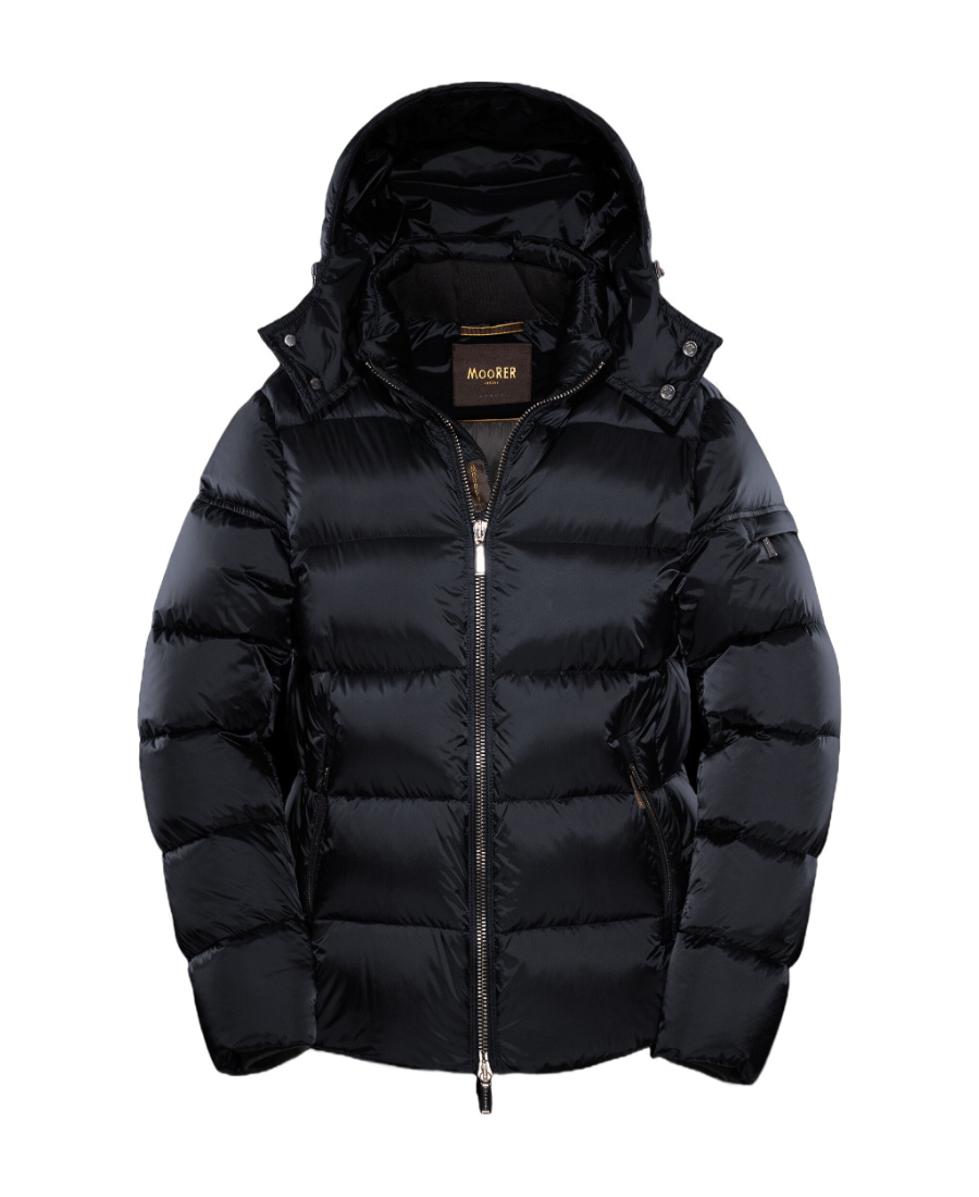 Moorer Brett-sh Hooded Zipped Down Jacket In Black
