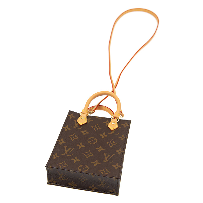 Pre-owned Louis Vuitton Petit Sac Plat Mini Tote Vertical Music Bag And Shoulder Bag In Brown